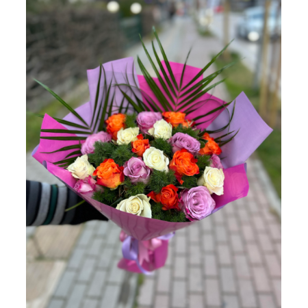 ithal renkli gül buketi5